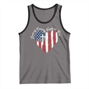 Patriotic Christian Tank Top Faith In God Heart Cross Flag 4th Of July Religious TS10 Deep Heather Black Print Your Wear
