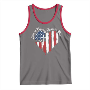 Patriotic Christian Tank Top Faith In God Heart Cross Flag 4th Of July Religious TS10 Deep Heather Red Print Your Wear