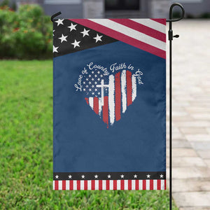 Patriotic Christian Garden Flag Faith In God Heart Cross Flag 4th Of July Religious TS10 Classic Blue Black Print Your Wear