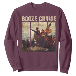 Booze Cruise 4th of July Sweatshirt Funny Political Founding Fathers TS10 Maroon Print Your Wear