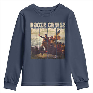 Funny 4th of July Youth Sweatshirt Political Party Booze Cruise Founding Father TS10 Navy Print Your Wear