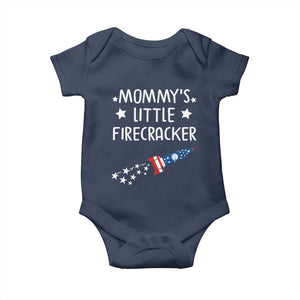 Mommy's Little Firecracker 4th of July Baby Onesie Patriotic American Flag TS10 Navy Print Your Wear