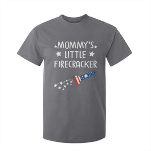 Mommy's Little Firecracker 4th of July T Shirt For Kid Patriotic American Flag TS10 Charcoal Print Your Wear