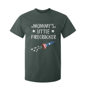 Mommy's Little Firecracker 4th of July T Shirt For Kid Patriotic American Flag TS10 Dark Forest Green Print Your Wear