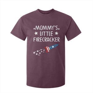 Mommy's Little Firecracker 4th of July T Shirt For Kid Patriotic American Flag TS10 Maroon Print Your Wear