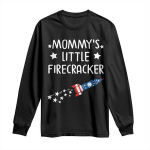 Mommy's Little Firecracker 4th of July Long Sleeve Shirt Patriotic American Flag TS10 Black Print Your Wear