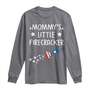 Mommy's Little Firecracker 4th of July Long Sleeve Shirt Patriotic American Flag TS10 Charcoal Print Your Wear
