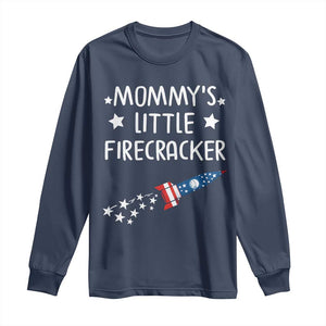 Mommy's Little Firecracker 4th of July Long Sleeve Shirt Patriotic American Flag TS10 Navy Print Your Wear