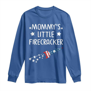 Mommy's Little Firecracker 4th of July Long Sleeve Shirt Patriotic American Flag TS10 Royal Blue Print Your Wear