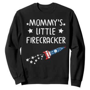 Mommy's Little Firecracker 4th of July Sweatshirt Patriotic American Flag TS10 Black Print Your Wear