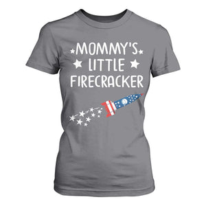 Mommy's Little Firecracker 4th of July T Shirt For Women Patriotic American Flag TS10 Charcoal Print Your Wear