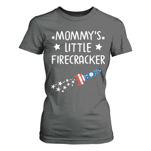 Mommy's Little Firecracker 4th of July T Shirt For Women Patriotic American Flag TS10 Dark Heather Print Your Wear