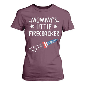 Mommy's Little Firecracker 4th of July T Shirt For Women Patriotic American Flag TS10 Maroon Print Your Wear