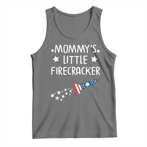 Mommy's Little Firecracker 4th of July Tank Top Patriotic American Flag TS10 Black Heather Print Your Wear