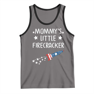 Mommy's Little Firecracker 4th of July Tank Top Patriotic American Flag TS10 Deep Heather Black Print Your Wear