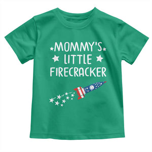 Mommy's Little Firecracker 4th of July Toddler T Shirt Patriotic American Flag TS10 Irish Green Print Your Wear