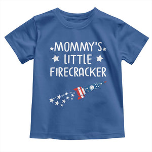 Mommy's Little Firecracker 4th of July Toddler T Shirt Patriotic American Flag TS10 Royal Blue Print Your Wear
