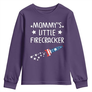 Mommy's Little Firecracker 4th of July Youth Sweatshirt Patriotic American Flag TS10 Purple Print Your Wear