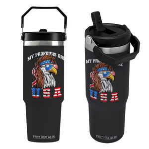 Funny 4th of July Flip Straw Tumbler My Pronouns Are USA Eagle American TS10 One Size: 30 oz Black Print Your Wear