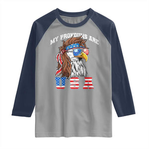 Funny 4th of July Raglan Shirt My Pronouns Are USA Eagle American TS10 Sport Gray Navy Print Your Wear