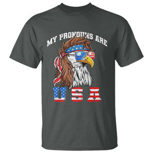 Funny 4th of July T Shirt My Pronouns Are USA Eagle American TS10 Dark Heather Print Your Wear