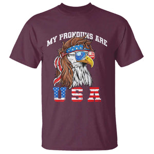 Funny 4th of July T Shirt My Pronouns Are USA Eagle American TS10 Maroon Print Your Wear