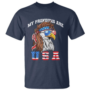 Funny 4th of July T Shirt My Pronouns Are USA Eagle American TS10 Navy Print Your Wear