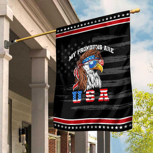 Funny 4th of July Garden Flag My Pronouns Are USA Eagle American TS10 Distressed Black Red Print Your Wear