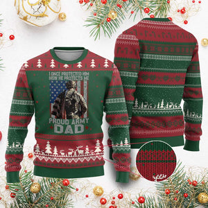Proud Army Dad Ugly Christmas Sweater I Once Protected Him Now He Protects Me TS10 Red Green Print Your Wear