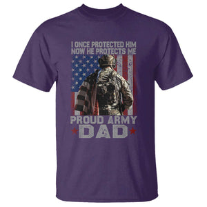 Proud Army Dad T Shirt I Once Protected Him Now He Protects Me TS10 Purple Print Your Wear