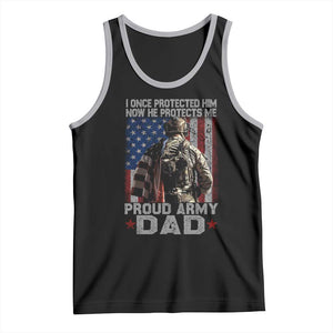 Proud Army Dad Tank Top I Once Protected Him Now He Protects Me TS10 Black Athletic Heather Print Your Wear