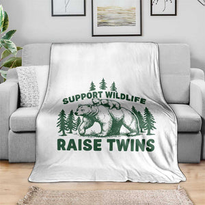 Support Wildlife Raise Twins Throw Blanket Twin Parent Mom Dad Bear Family TS10 Print Your Wear