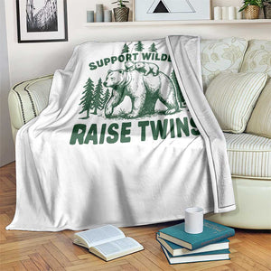Support Wildlife Raise Twins Throw Blanket Twin Parent Mom Dad Bear Family TS10 Print Your Wear