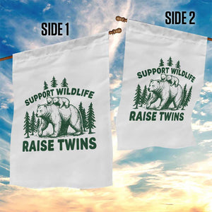 Support Wildlife Raise Twins Garden Flag Twin Parent Mom Dad Bear Family TS10 Print Your Wear