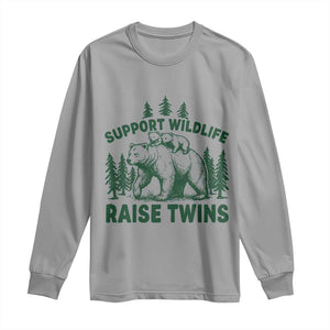 Support Wildlife Raise Twins Long Sleeve Shirt Twin Parent Mom Dad Bear Family TS10 Sport Gray Print Your Wear