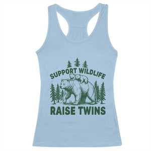 Support Wildlife Raise Twins Racerback Tank Top Twin Parent Mom Dad Bear Family TS10 Light Blue Print Your Wear