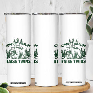Support Wildlife Raise Twins Skinny Tumbler Twin Parent Mom Dad Bear Family TS10 Print Your Wear