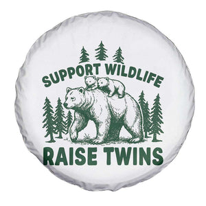 Support Wildlife Raise Twins Spare Tire Cover Twin Parent Mom Dad Bear Family TS10 Print Your Wear