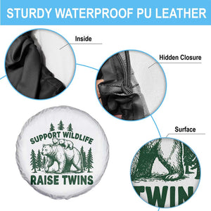 Support Wildlife Raise Twins Spare Tire Cover Twin Parent Mom Dad Bear Family TS10 Print Your Wear