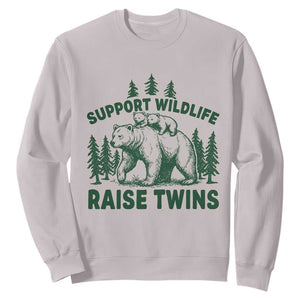 Support Wildlife Raise Twins Sweatshirt Twin Parent Mom Dad Bear Family