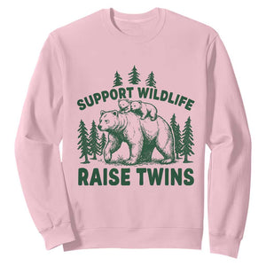 Support Wildlife Raise Twins Sweatshirt Twin Parent Mom Dad Bear Family