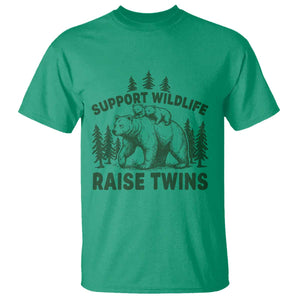 Support Wildlife Raise Twins T Shirt Twin Parent Mom Dad Bear Family TS10 Irish Green Print Your Wear