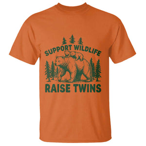 Support Wildlife Raise Twins T Shirt Twin Parent Mom Dad Bear Family TS10 Orange Print Your Wear