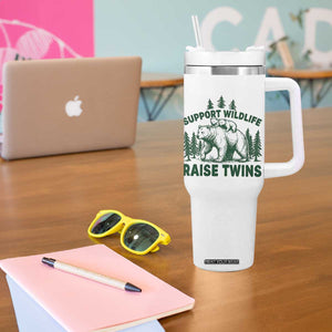 Support Wildlife Raise Twins Tumbler With Handle Twin Parent Mom Dad Bear Family TS10 Print Your Wear