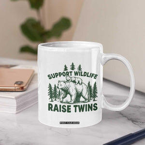 Support Wildlife Raise Twins Coffee Mug Twin Parent Mom Dad Bear Family TS10 Print Your Wear
