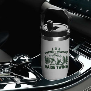 Support Wildlife Raise Twins Flip Straw Tumbler Twin Parent Mom Dad Bear Family TS10 Print Your Wear