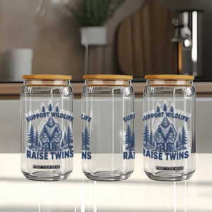 Support Wildlife Raise Twins Glass Can Twin Dad Mom Parent Bigfoot Family TS10 Print Your Wear