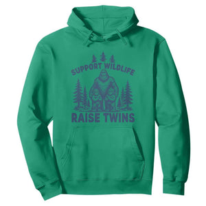 Support Wildlife Raise Twins Hoodie Twin Dad Mom Parent Bigfoot Family TS10 Irish Green Print Your Wear