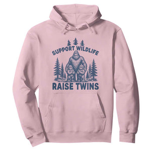 Support Wildlife Raise Twins Hoodie Twin Dad Mom Parent Bigfoot Family TS10 Light Pink Print Your Wear