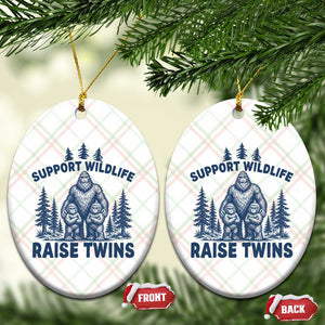 Support Wildlife Raise Twins Ceramic Ornament Twin Dad Mom Parent Bigfoot Family TS10 Print Your Wear
